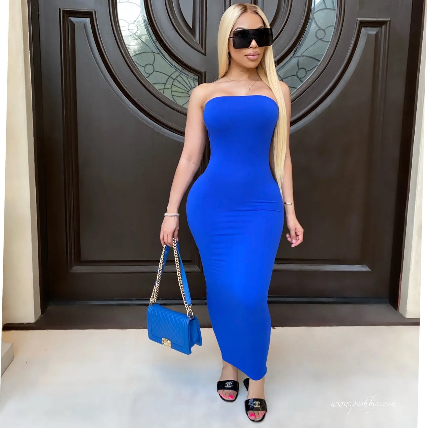 Summer Women's Sexy Sleeveless Chest Wrapped Long Beach Dress