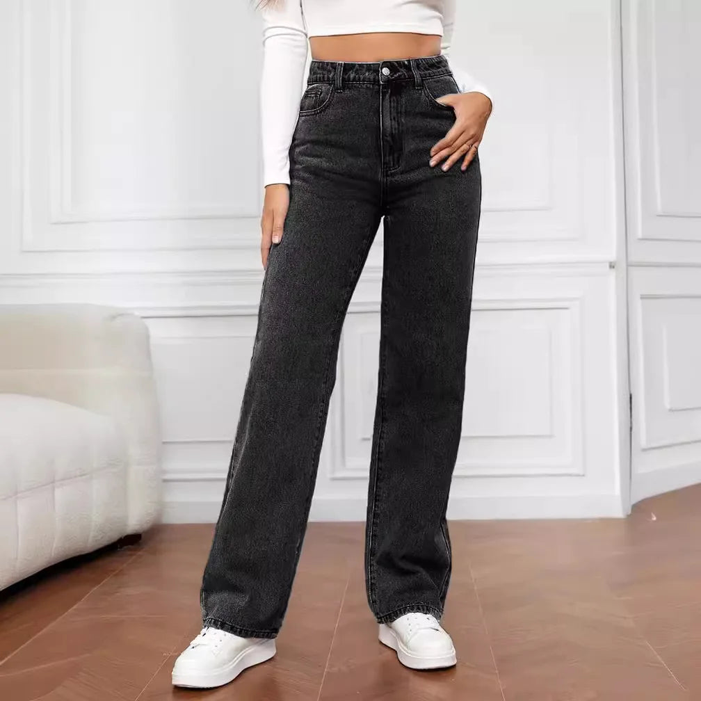Explosions New European and American Ladies Jeans Women's High Waist Slim Straight Jeans